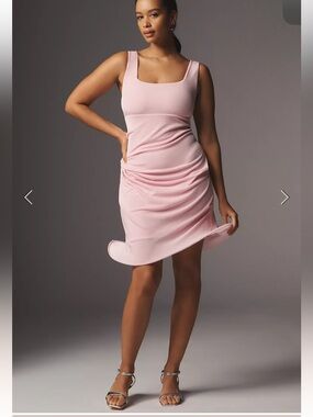 NWT Anthropologie Mare Mare Sleeveless Square Neck Asymmetric Flounce Mini Dress